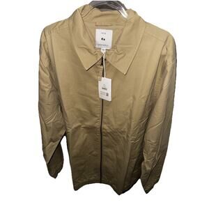 Free Assembly Men’s Coach Jacket Khaki Size 2XL | Zip Front Casual Lightweig